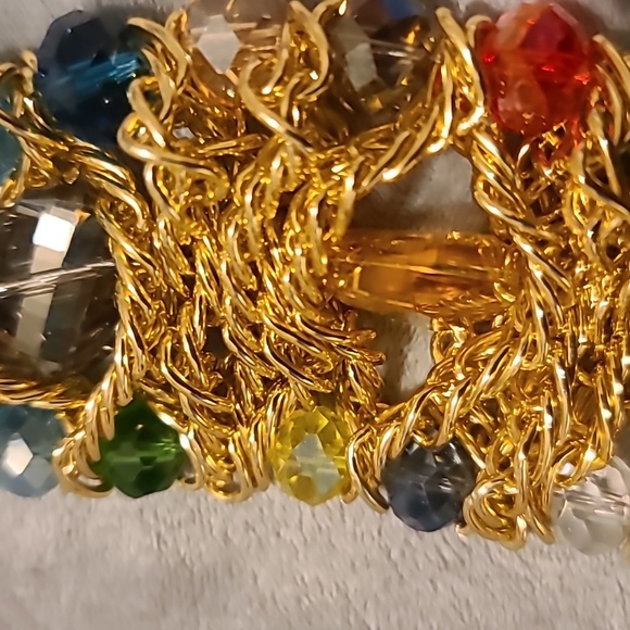 Multi Color Crystal Necklace Gold Necklace Statement Collar Necklace - Picture 3 of 5